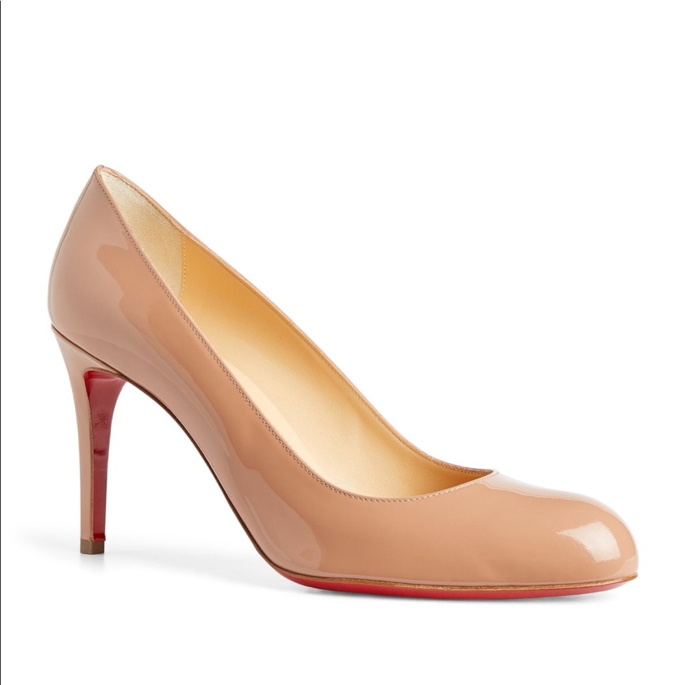 Christian Louboutin nude patent heels